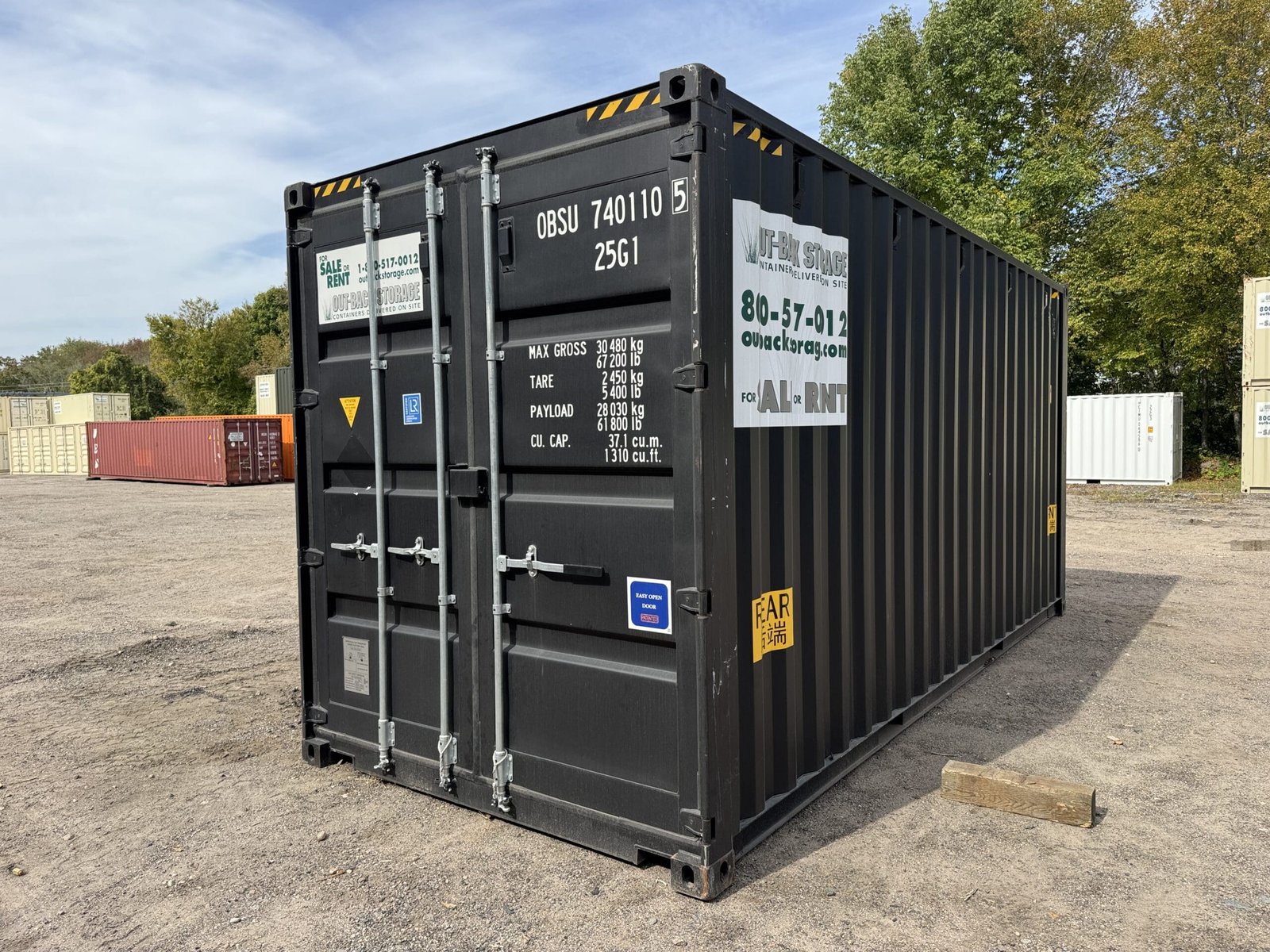 20ft New High Cube Shipping Container - Wind & Watertight - Black - Unit OBSU740110-5 - Image 11