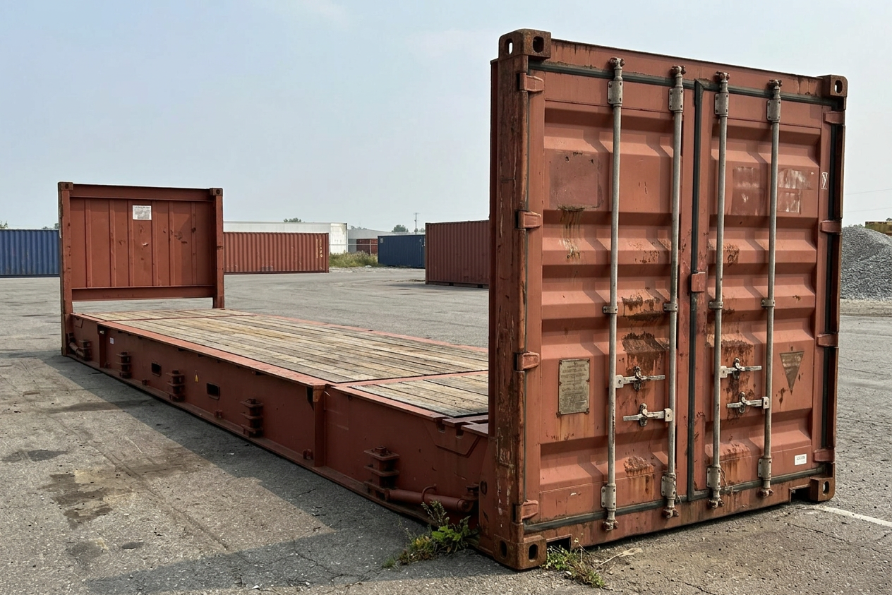 40FT x 8FT Used Flat Rack Shipping Container - Image 5