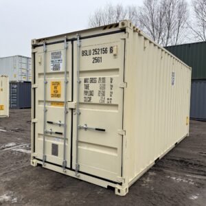 20ft New High Cube Shipping Container  -  Wind & Watertight  -  Beige  -  Unit BSLU252156-6