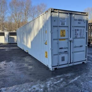 40ft New High Cube Shipping Container  -  Wind & Watertight  -  Lt Gray  -  Unit DSZU480598-0
