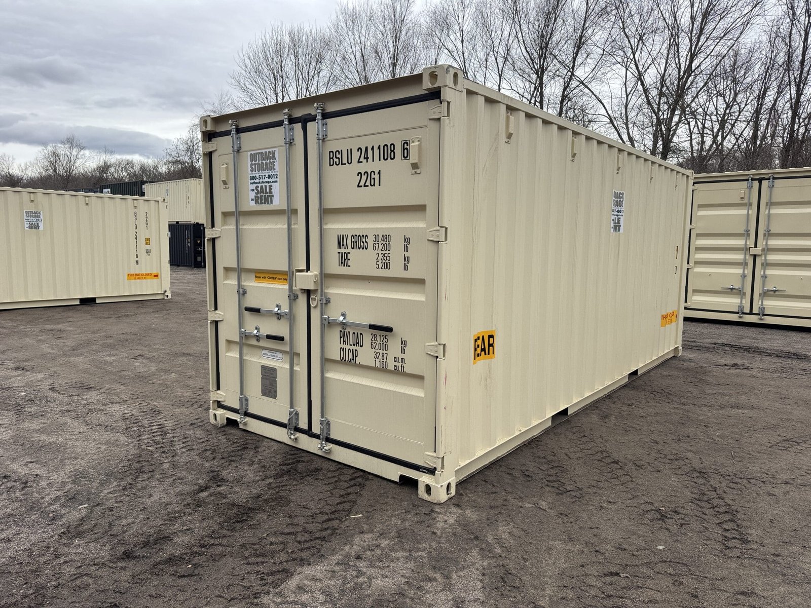 20ft New Shipping Container - Wind & Watertight - Beige - Unit BSLU241108-6 - Image 7