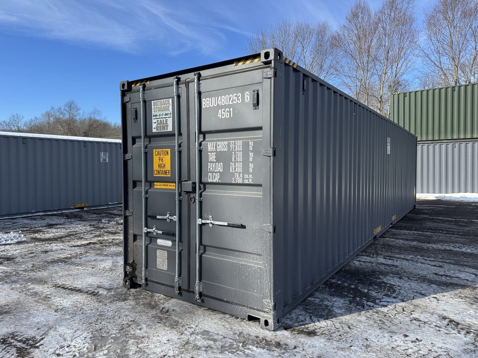 40ft New High Cube Shipping Container - Wind & Watertight - Gray - Unit BBUU480253-6 - Image 8