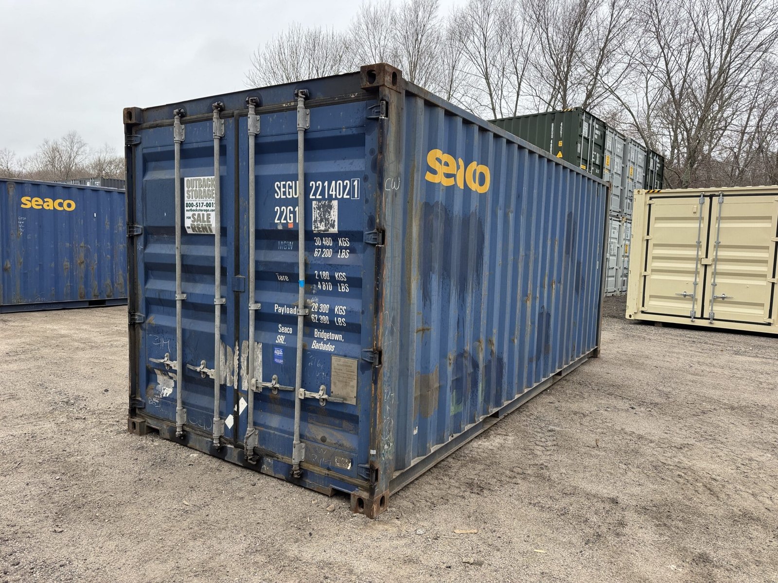 20ft Used Shipping Container - Wind & Watertight - Blue - Unit SEGU221402-1 - Image 7
