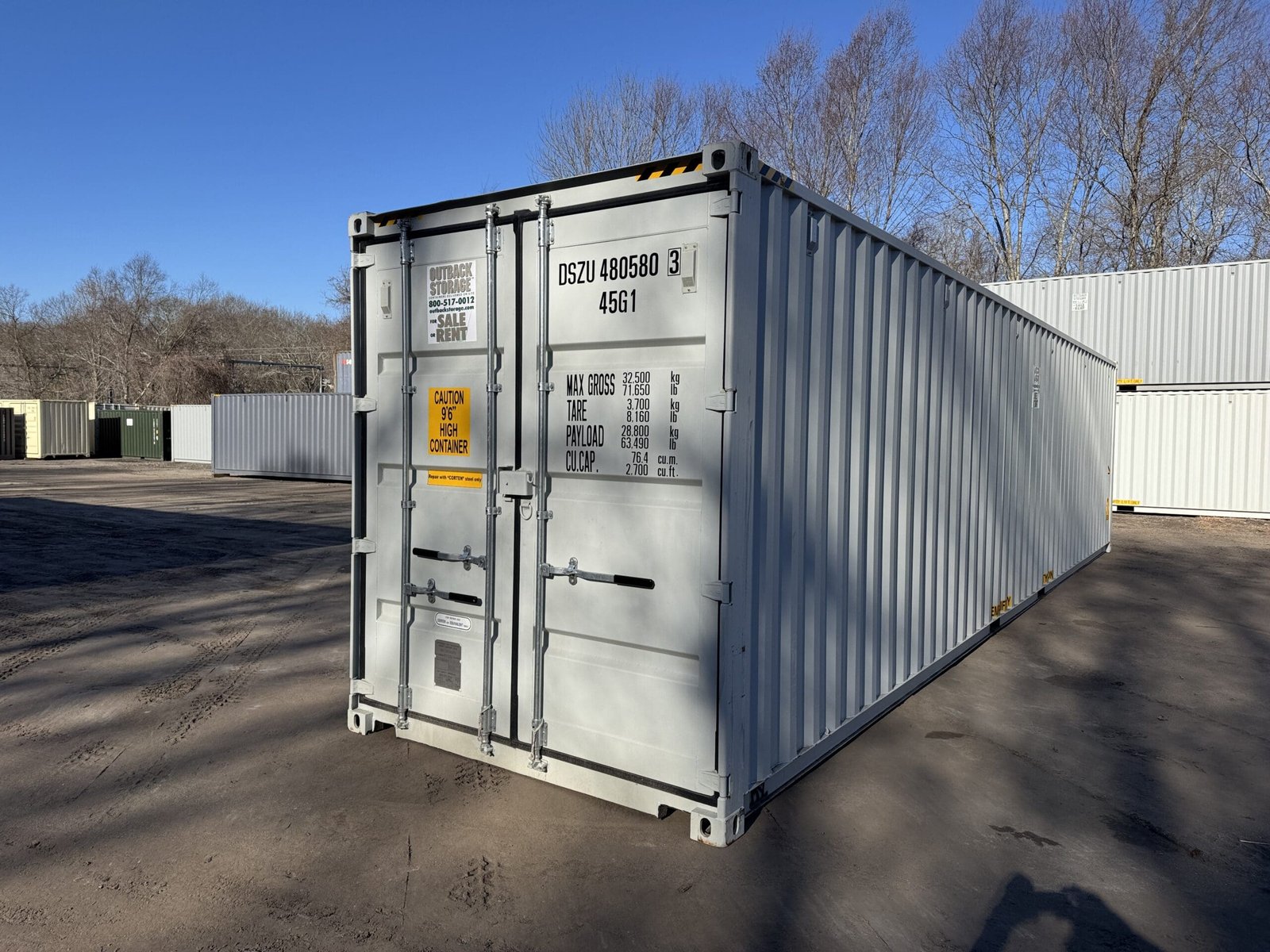 40ft New High Cube Shipping Container - Wind & Watertight - Gray - Unit DSZU480580-3 - Image 8