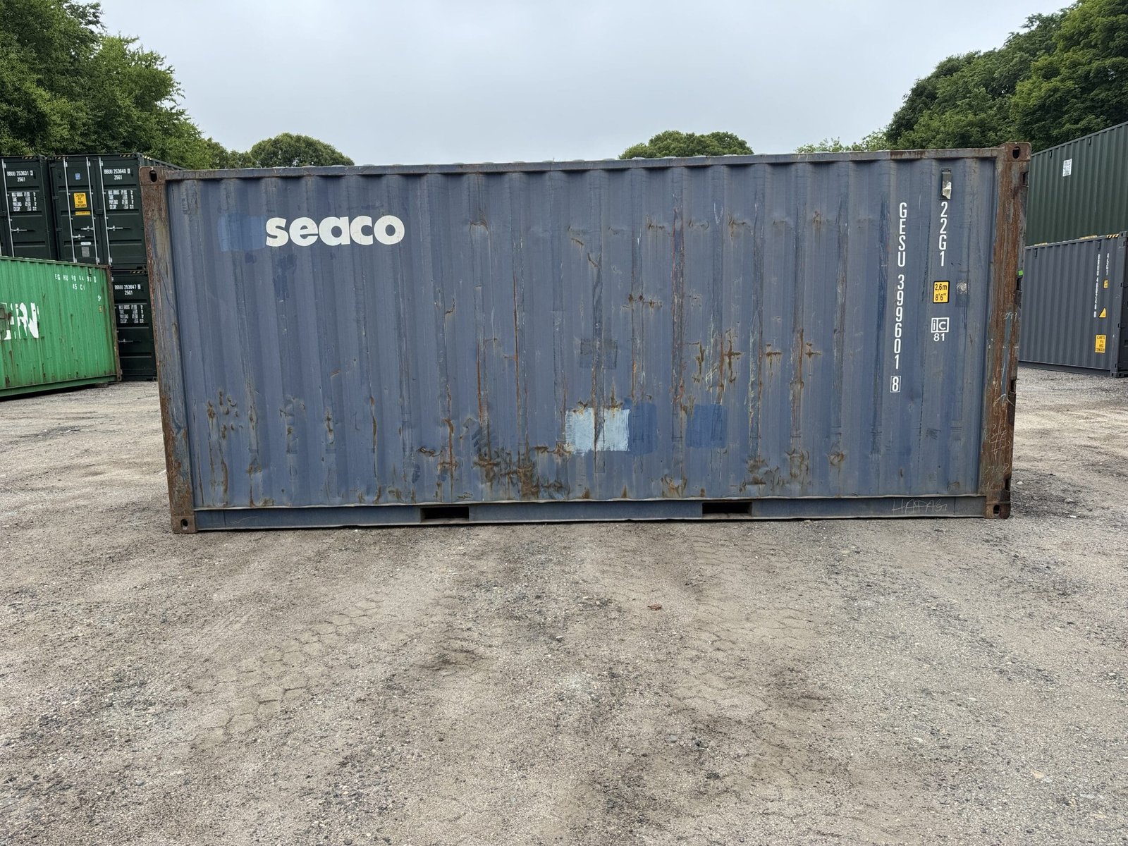 20ft Used Shipping Container - Wind & Watertight - Blue - Unit GESU399601-8 - Image 11