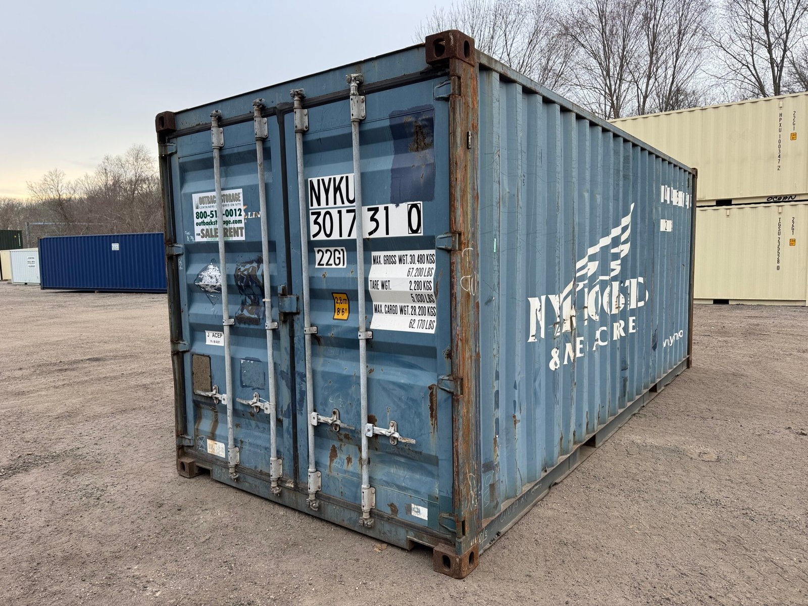 20ft Used Shipping Container - Wind & Watertight - Blue - Unit NYKU301731-0 - Image 6