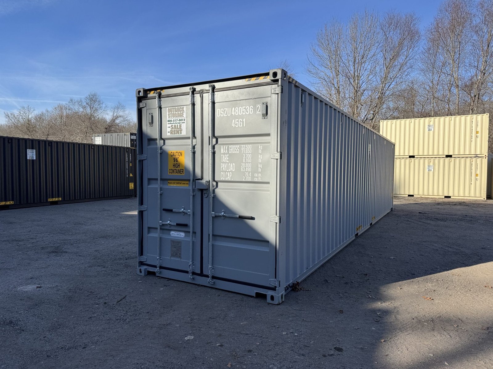40ft New High Cube Shipping Container - Wind & Watertight - Gray - Unit DSZU480536-2 - Image 8