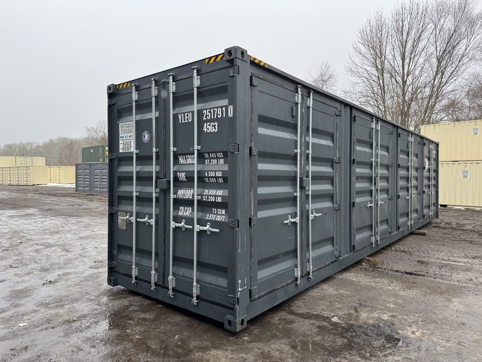 40ft New High Cube Shipping Container - Wind & Watertight - Dk Gray - Unit YLEU251791-0 - Image 8