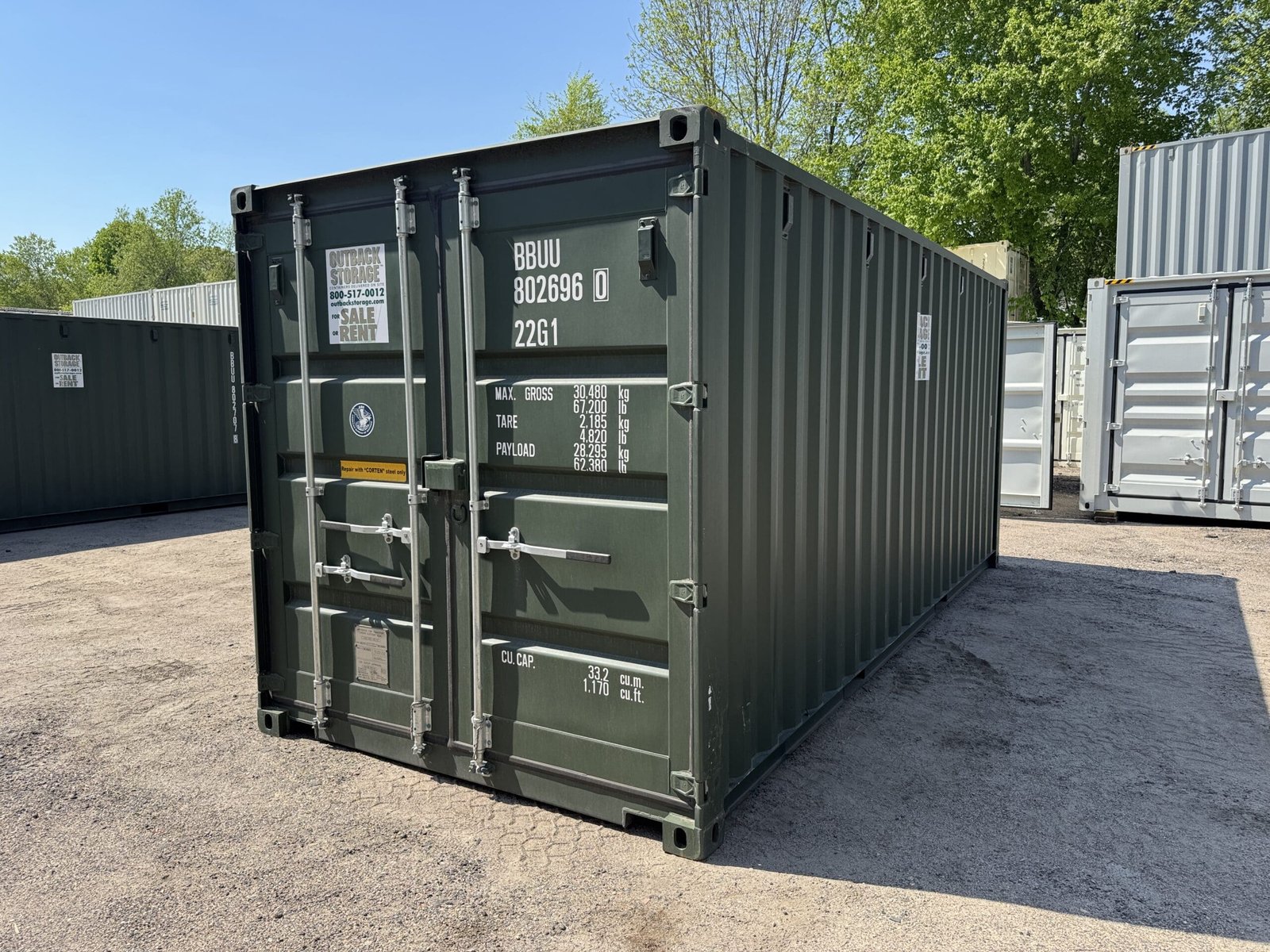 20ft New Shipping Container - Wind & Watertight - Green - Unit BBUU802696-0 - Image 8