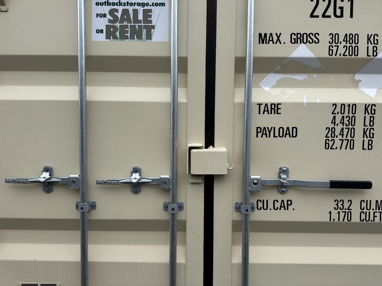 20ft New Shipping Container - Wind & Watertight - Beige - Unit TGSU244779-2 - Image 4