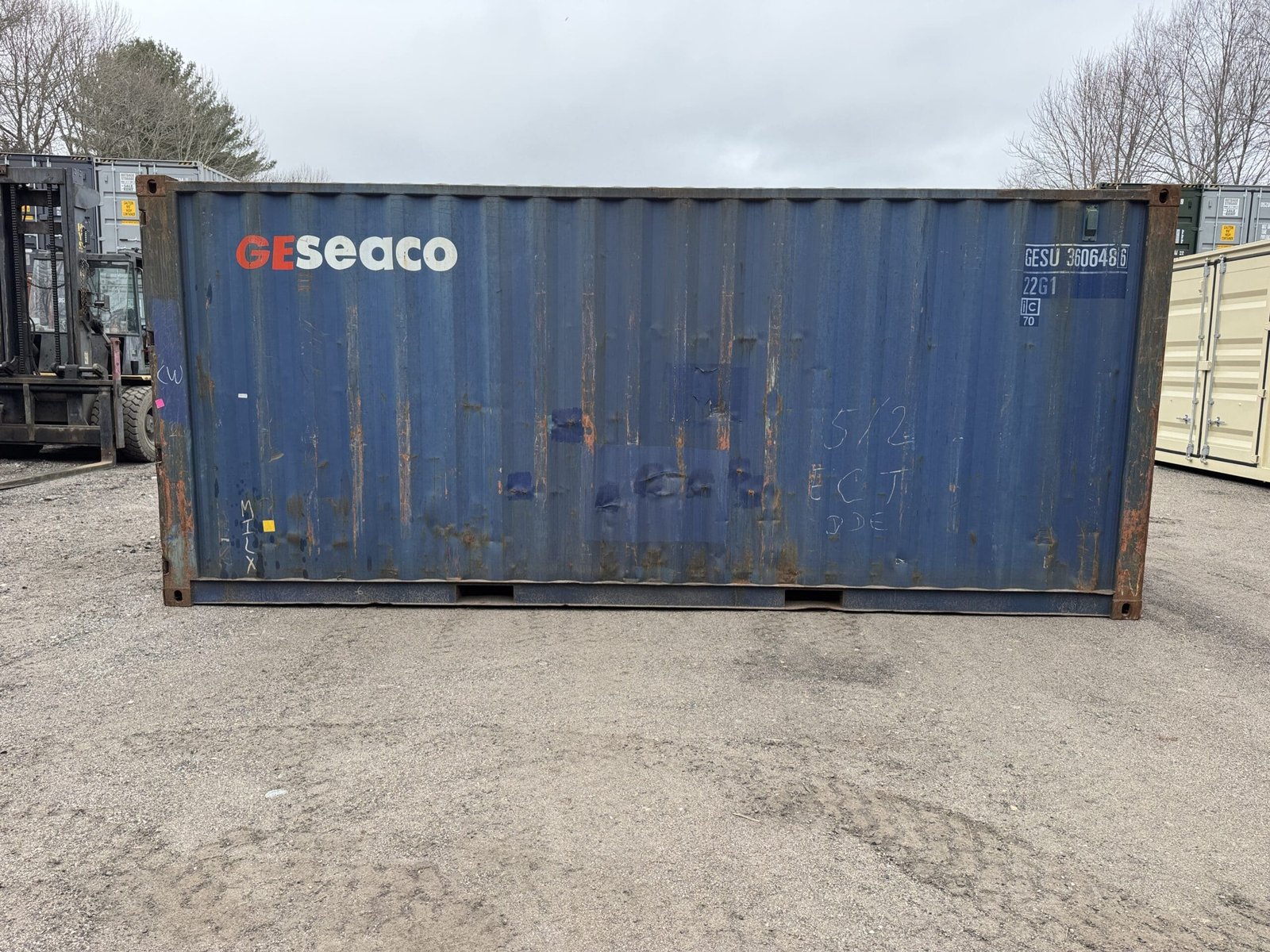 20ft Used Shipping Container - Wind & Watertight - Blue - Unit GESU360648-6 - Image 7