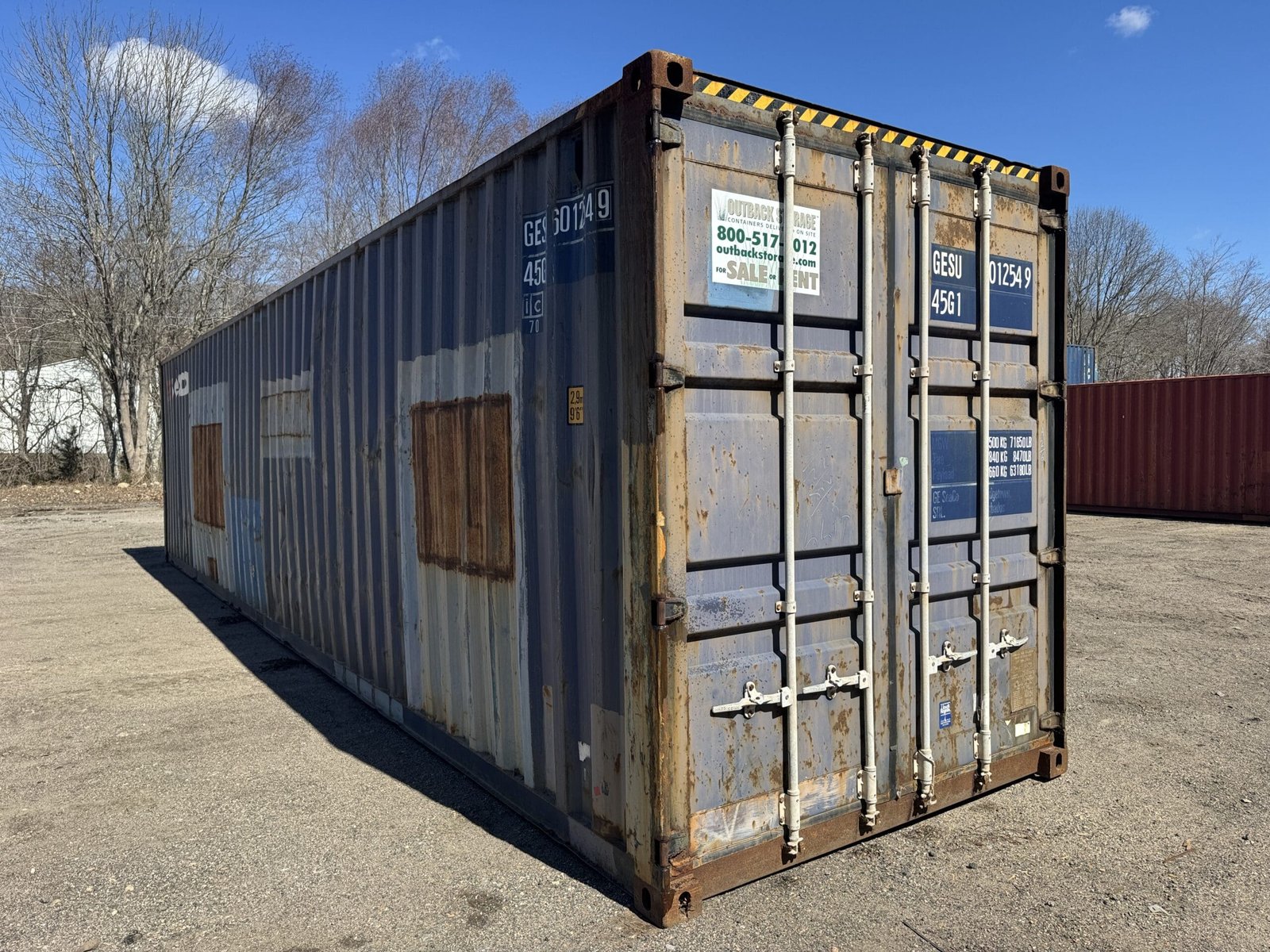 40ft Used High Cube Shipping Container - Wind & Watertight - Blue - Unit GESU601254-9 - Image 11