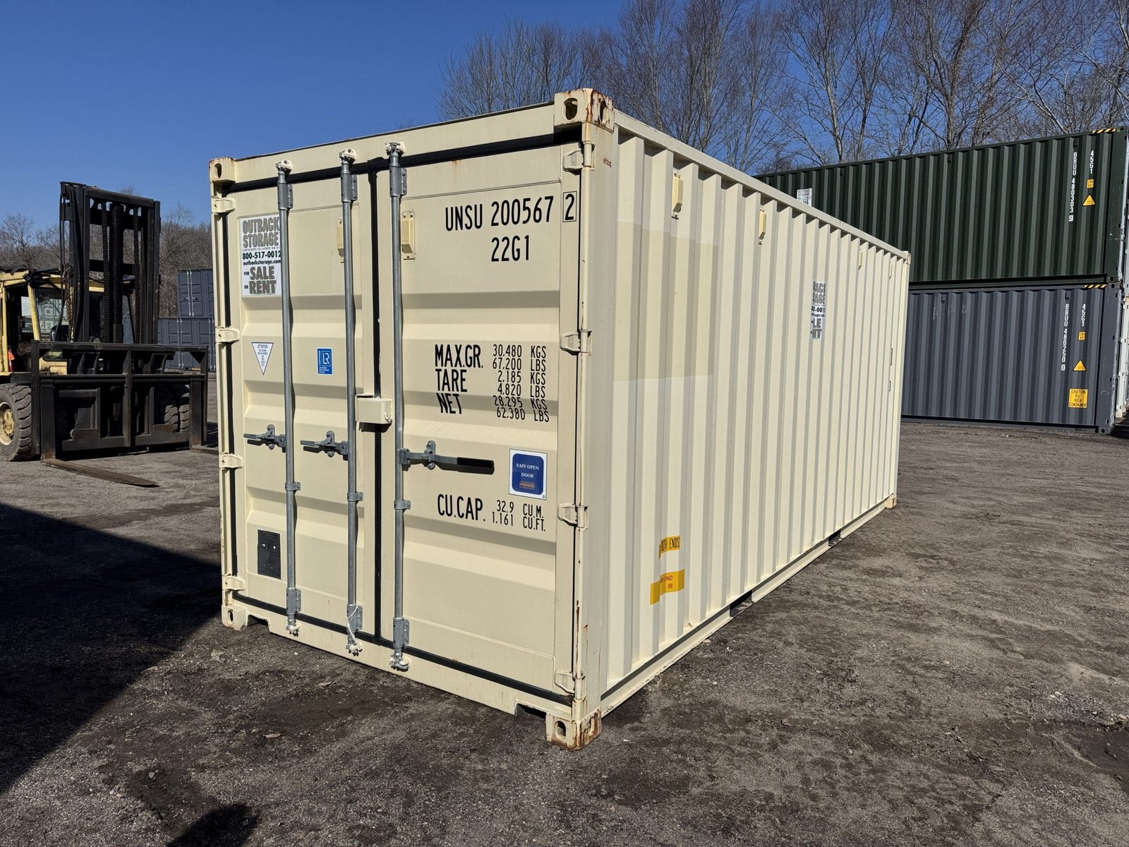 20ft Used Shipping Container - Wind & Watertight - Beige - Unit UNSU200567-2 - Image 10