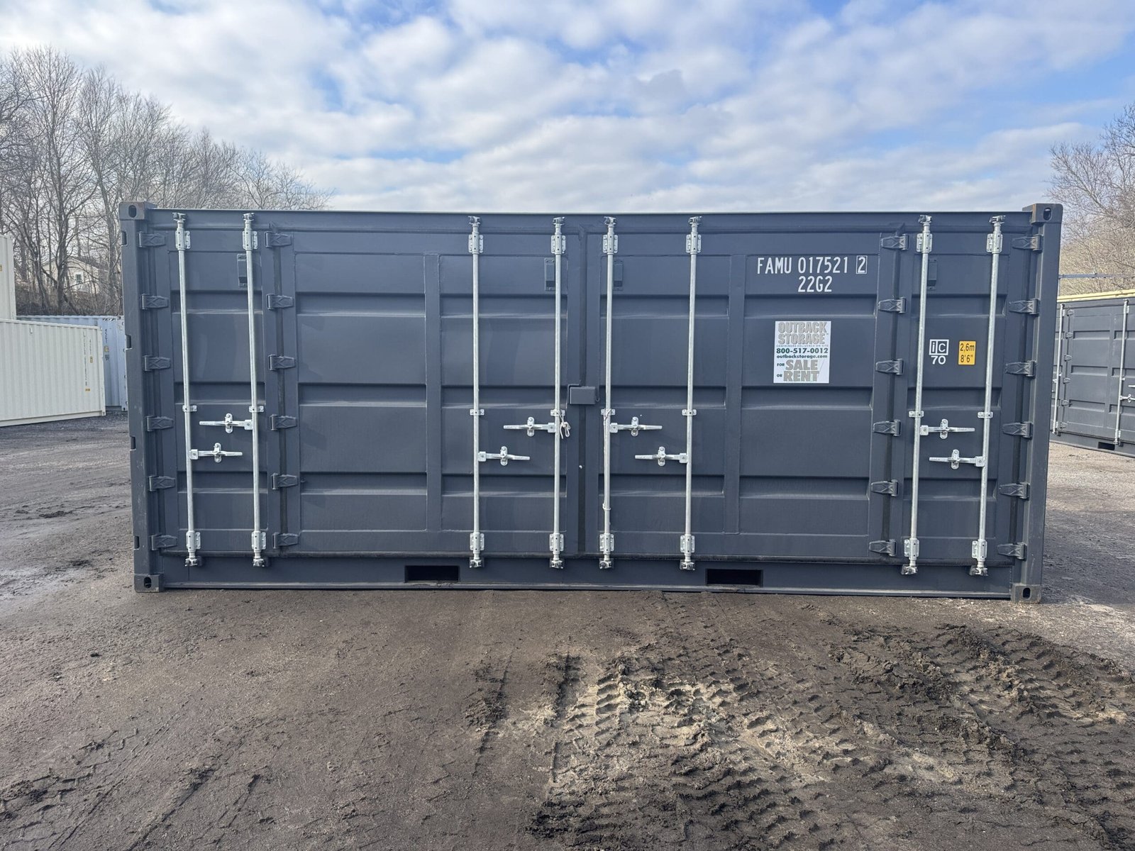 20ft Open Side New Shipping Container - Wind & Watertight - Gray - Unit FAMU017521-2 - Image 9