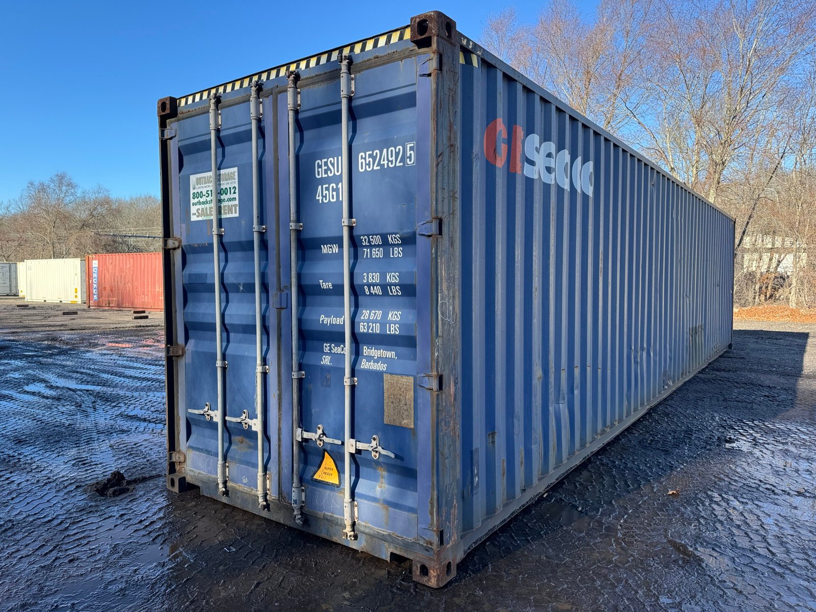 40ft Used High Cube Shipping Container - Wind & Watertight - Blue - Unit GESU652492-5 - Image 7