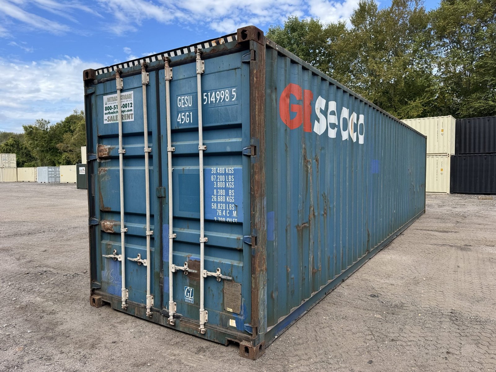 40ft Used High Cube Shipping Container - Wind & Watertight - Blue - Unit GESU514998-5 - Image 6