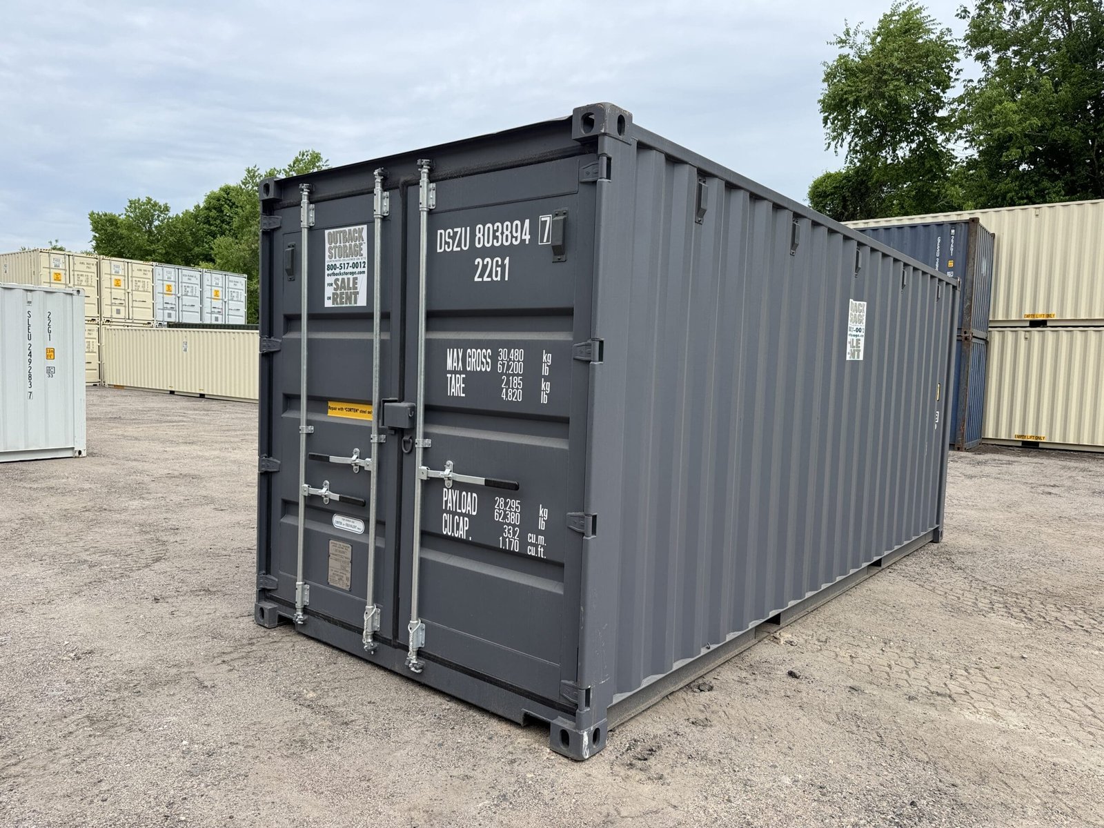 20ft New Shipping Container - Wind & Watertight - Gray - Unit DSZU803894-7 - Image 8
