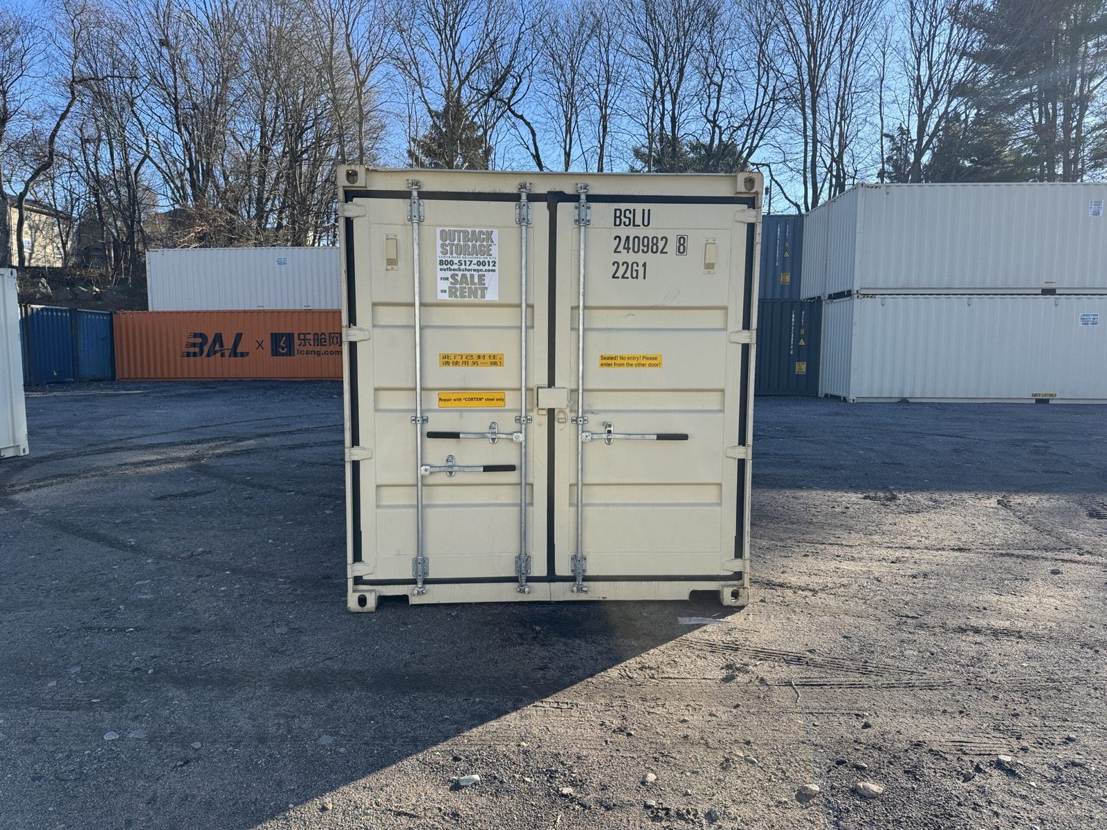 20ft New Shipping Container - Wind & Watertight - Beige - Unit BSLU240982-8 - Image 11