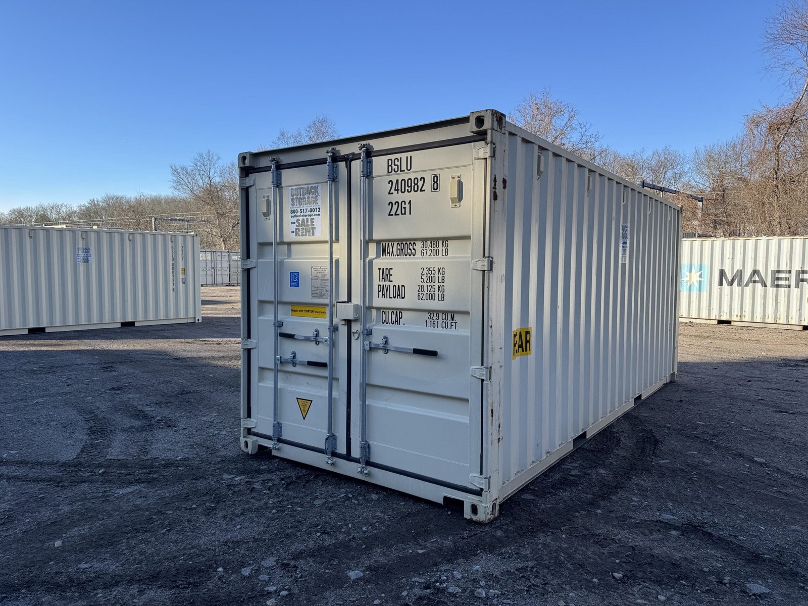 20ft New Shipping Container - Wind & Watertight - Beige - Unit BSLU240982-8 - Image 8