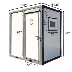 86"x64.6"x93" Portable Toilet w/ Shower Curtain Restroom Bathroom Mobile Toilet