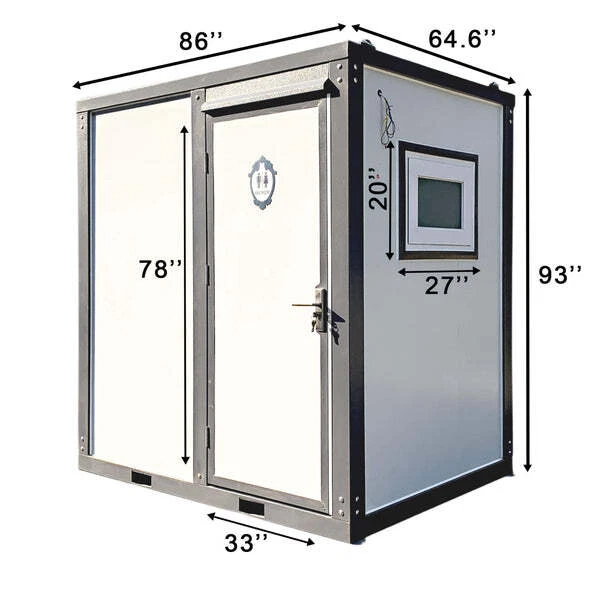 86"x64.6"x93" Portable Toilet w/ Shower Curtain Restroom Bathroom Mobile Toilet