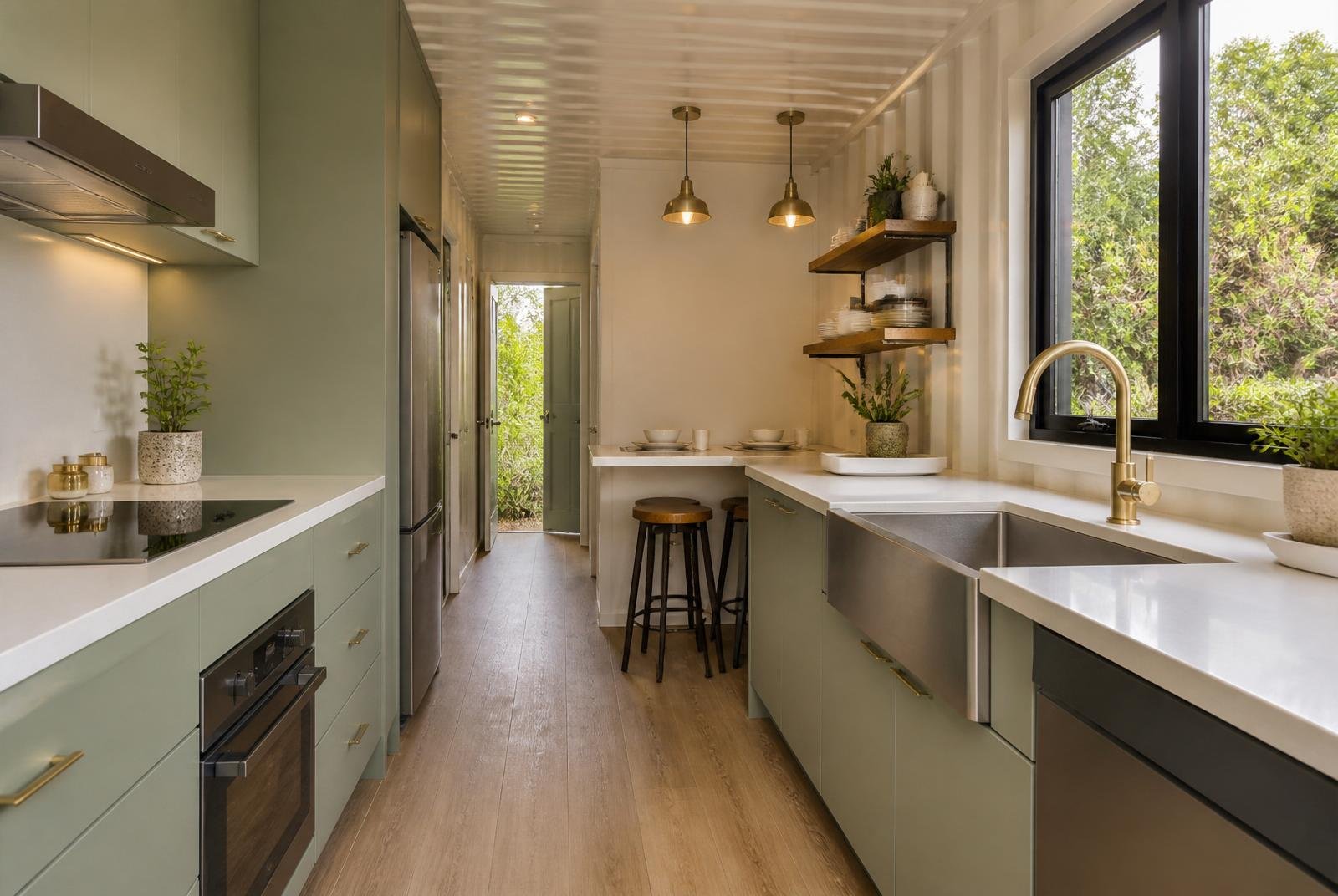 Trinity 100ft U-Shape Modular Container Home - 2 Bedroom, 2 Bathroom, Central Deck (Two 40ft + One 20ft) - Image 4