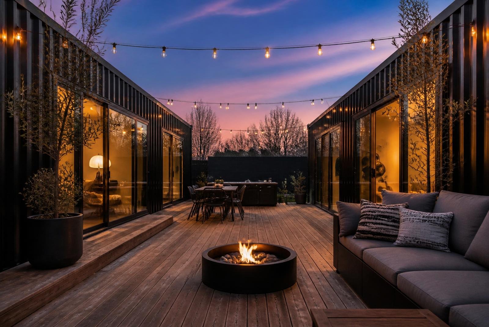 Trinity 100ft U-Shape Modular Container Home - 2 Bedroom, 2 Bathroom, Central Deck (Two 40ft + One 20ft) - Image 7