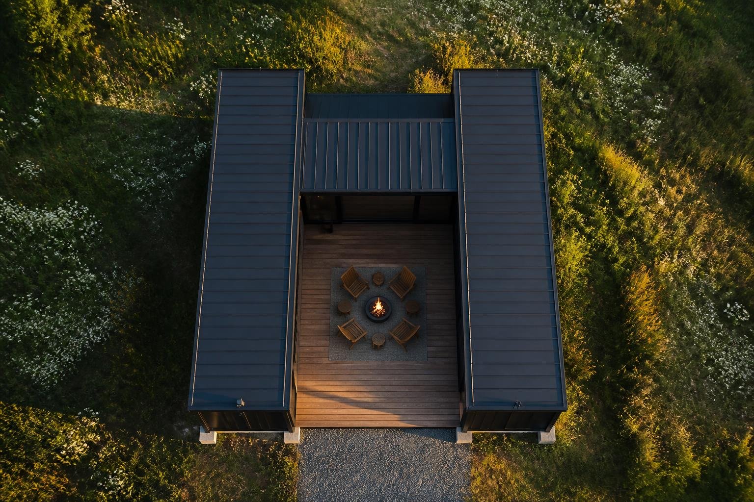 Trinity 100ft U-Shape Modular Container Home - 2 Bedroom, 2 Bathroom, Central Deck (Two 40ft + One 20ft) - Image 8