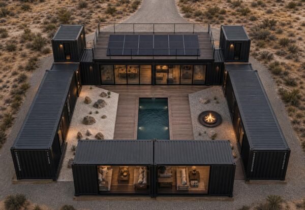ultimate-villa2Fv22F01-aerial.jpg The Ultimate Container Home - 10 Module Luxury Courtyard Wellness Villa with Plunge Pool, 3 Bedrooms, Office, Art Studio & Recovery Room