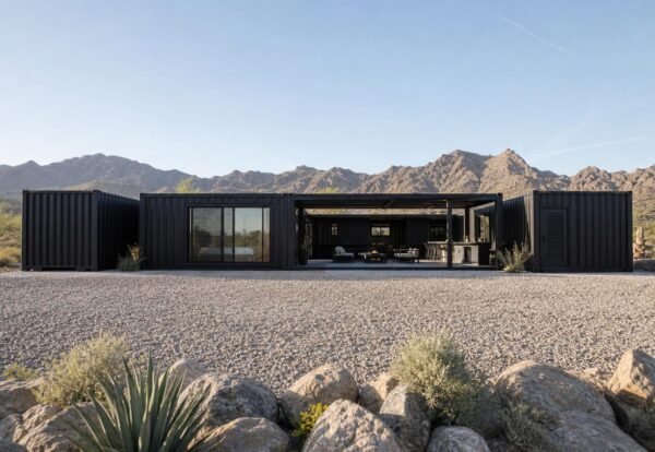 ultimate-villa2Fv22F05-rear-south.jpg The Ultimate Container Home - 10 Module Luxury Courtyard Wellness Villa with Plunge Pool, 3 Bedrooms, Office, Art Studio & Recovery Room
