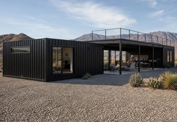 ultimate-villa2Fv22F06-rear-three-quarter.jpg The Ultimate Container Home - 10 Module Luxury Courtyard Wellness Villa with Plunge Pool, 3 Bedrooms, Office, Art Studio & Recovery Room